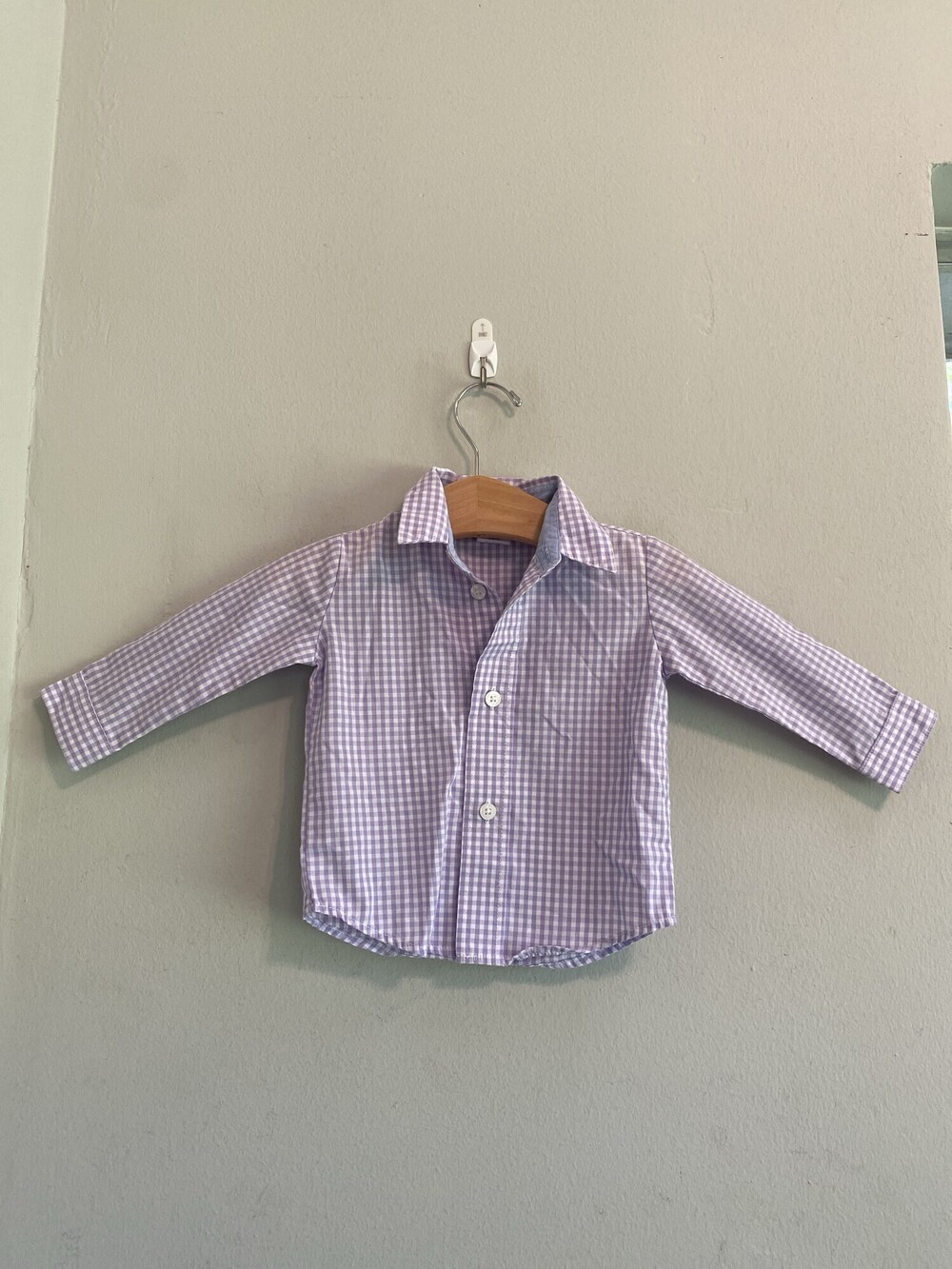 Starting Out Baby Lavender Gingham Long Sleeve Button Shirt 3-6 Months